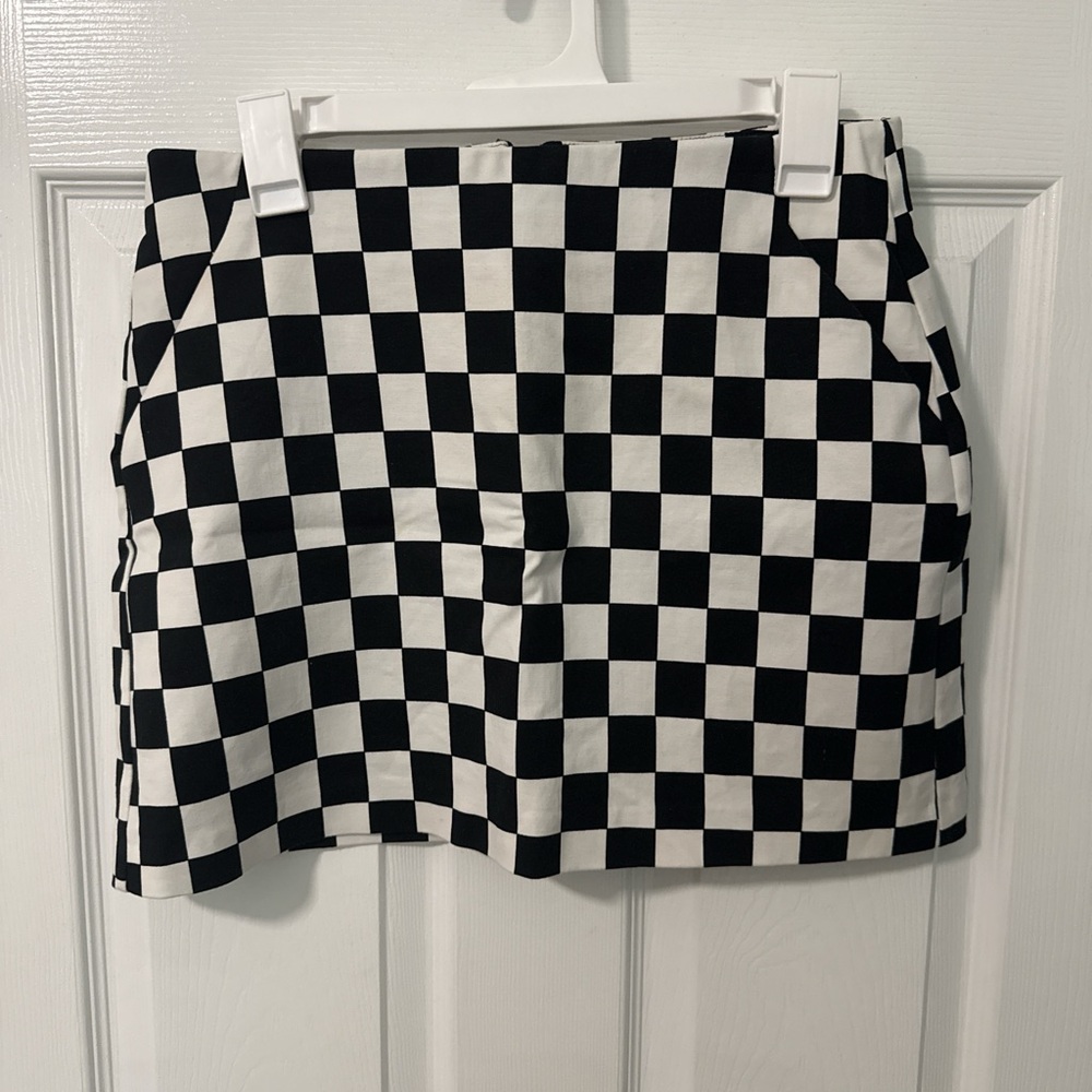 Zara Black & White Checkerboard Skirt